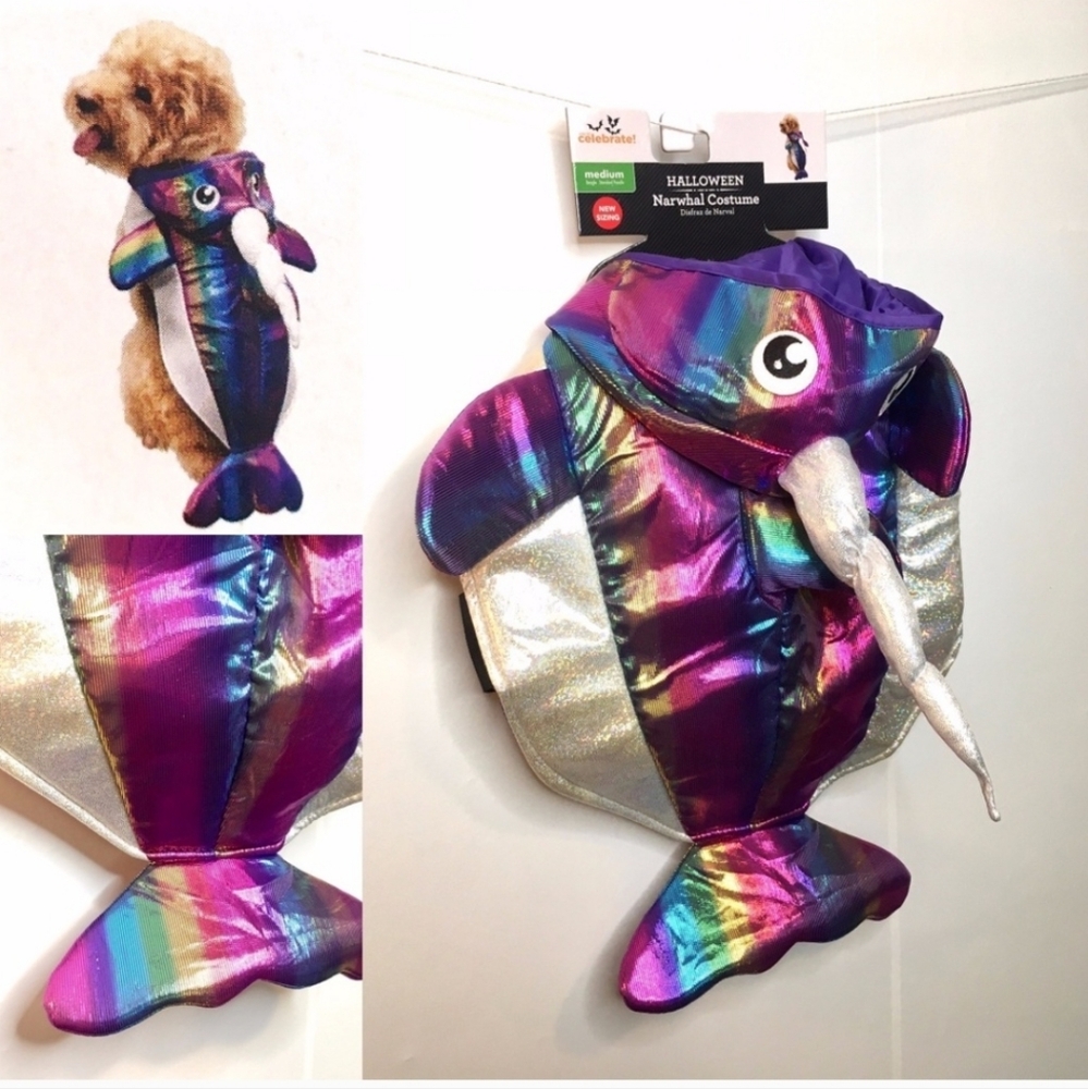 Narwhal Rainbow Pet Halloween Costume Size Medium Dogs / Pet Costume